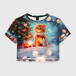 Женский топ Рыжий маленький новогодний котенок