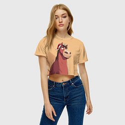 Футболка 3D укороченная женская Уставшая за год лошадка, цвет: 3D-принт — фото 2