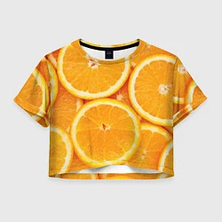 Футболка 3D укороченная женская Апельсин, цвет: 3D-принт