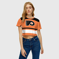 Футболка 3D укороченная женская Philadelphia Flyers, цвет: 3D-принт — фото 2