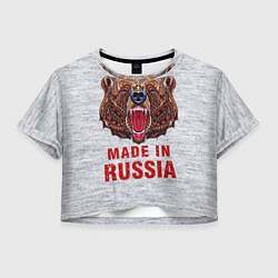 Футболка 3D укороченная женская Bear: Made in Russia, цвет: 3D-принт