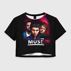 Футболка 3D укороченная женская Muse Band, цвет: 3D-принт