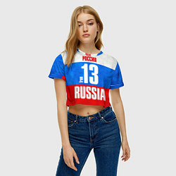Футболка 3D укороченная женская Russia: from 13, цвет: 3D-принт — фото 2
