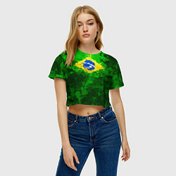 Футболка 3D укороченная женская Бразилия, цвет: 3D-принт — фото 2