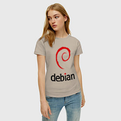 Футболка хлопковая женская Debian, цвет: миндальный — фото 2