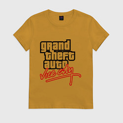 Футболка хлопковая женская GTA Vice City, цвет: горчичный