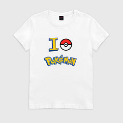 Футболка хлопковая женская Покемон I love pokemon, цвет: белый