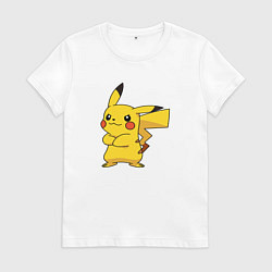Футболка хлопковая женская Злой Пикачу, цвет: белый