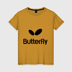 Футболка хлопковая женская Butterfly Logo, цвет: горчичный