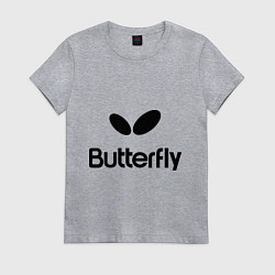 Футболка хлопковая женская Butterfly Logo, цвет: меланж
