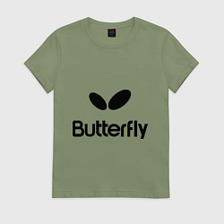 Футболка хлопковая женская Butterfly Logo, цвет: авокадо