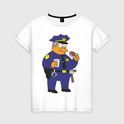 Футболка хлопковая женская Chief Clancy Wiggum, цвет: белый