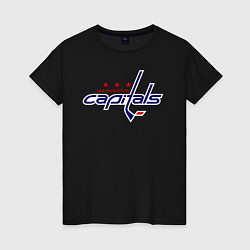 Футболка хлопковая женская Washington Capitals, цвет: черный