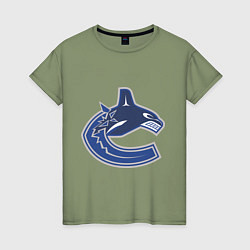 Футболка хлопковая женская Vancouver Canucks, цвет: авокадо