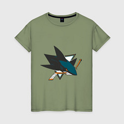 Футболка хлопковая женская San Jose Sharks, цвет: авокадо