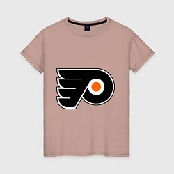 Футболка хлопковая женская Philadelphia Flyers, цвет: пыльно-розовый