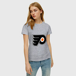 Футболка хлопковая женская Philadelphia Flyers, цвет: меланж — фото 2