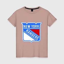 Футболка хлопковая женская New York Rangers, цвет: пыльно-розовый