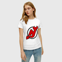 Футболка хлопковая женская New Jersey Devils, цвет: белый — фото 2