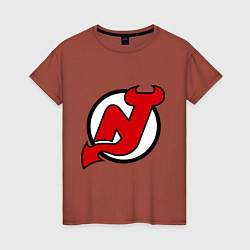Футболка хлопковая женская New Jersey Devils, цвет: кирпичный