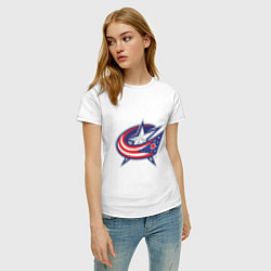 Футболка хлопковая женская Columbus Blue Jackets, цвет: белый — фото 2