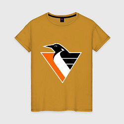 Футболка хлопковая женская Pittsburgh Penguins, цвет: горчичный