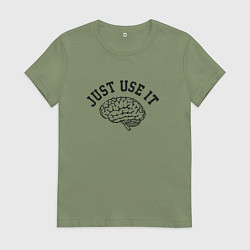 Футболка хлопковая женская Мозг, цвет: авокадо