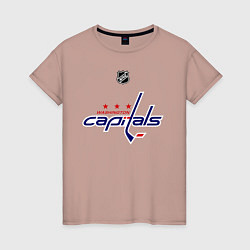 Футболка хлопковая женская Washington Capitals: Ovechkin 8, цвет: пыльно-розовый