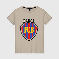 Футболка хлопковая женская Barca FCB, цвет: миндальный
