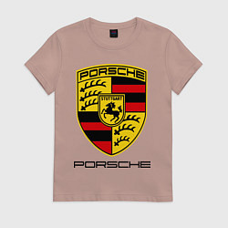 Футболка хлопковая женская Porsche Stuttgart, цвет: пыльно-розовый