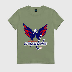 Футболка хлопковая женская Washington Capitals: Ovechkin, цвет: авокадо