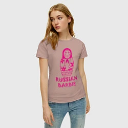 Футболка хлопковая женская Русская Барби, цвет: пыльно-розовый — фото 2