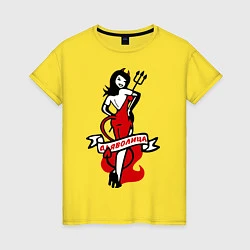 Футболка хлопковая женская Дьяволица, цвет: желтый