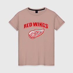 Футболка хлопковая женская Detroit Red Wings, цвет: пыльно-розовый