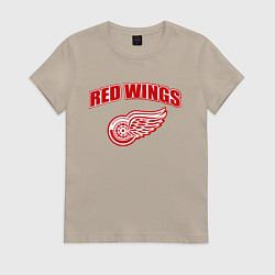 Футболка хлопковая женская Detroit Red Wings, цвет: миндальный