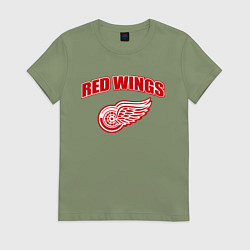Футболка хлопковая женская Detroit Red Wings, цвет: авокадо