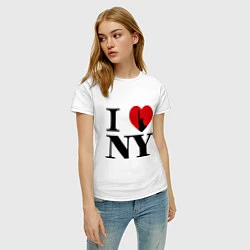 Футболка хлопковая женская Freedom: I Love NY, цвет: белый — фото 2