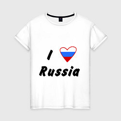 Футболка хлопковая женская I love Russia, цвет: белый