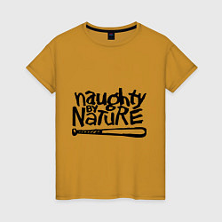 Футболка хлопковая женская Naughty by nature, цвет: горчичный