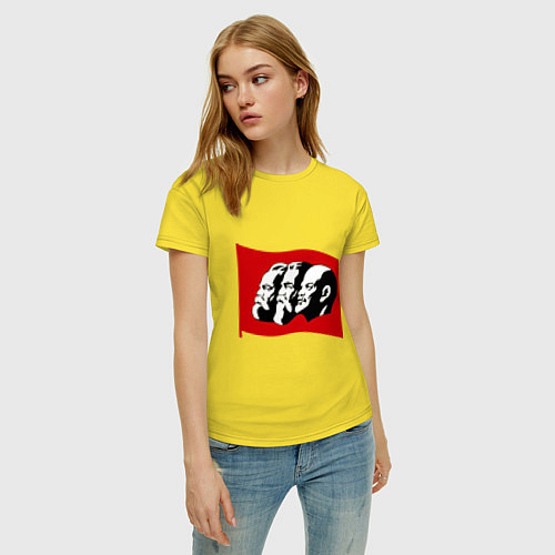 Женская футболка Маркс, Энгельс, Ленин / Желтый – фото 3