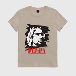 Футболка хлопковая женская Nirvana: Kurt Cobain, цвет: миндальный