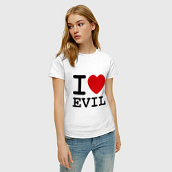 Футболка хлопковая женская I love evil, цвет: белый — фото 2