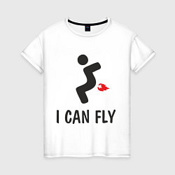 Футболка хлопковая женская I can fly - Я умею летать, цвет: белый
