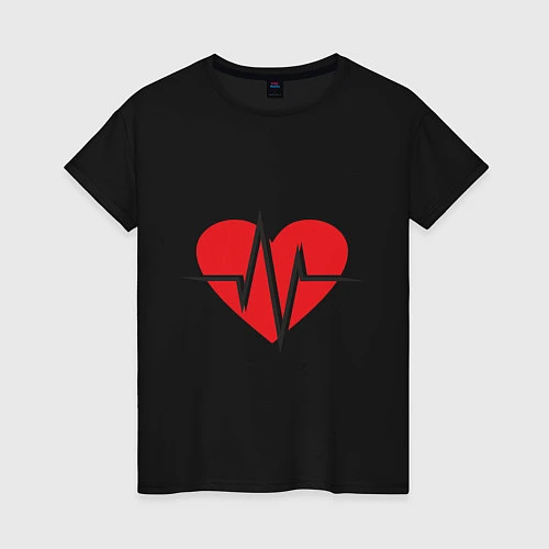 Женская футболка Пульс сердца / Черный – фото 1