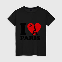 Футболка хлопковая женская Я люблю Париж, цвет: черный