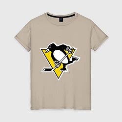 Футболка хлопковая женская Pittsburgh Penguins, цвет: миндальный