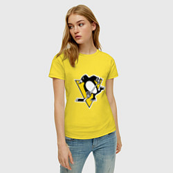 Футболка хлопковая женская Pittsburgh Penguins, цвет: желтый — фото 2