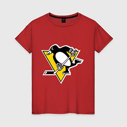 Футболка хлопковая женская Pittsburgh Penguins, цвет: красный