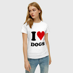 Футболка хлопковая женская I love dogs - Я люблю собак, цвет: белый — фото 2