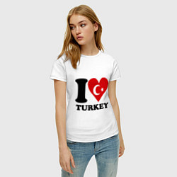 Футболка хлопковая женская I love turkey, цвет: белый — фото 2